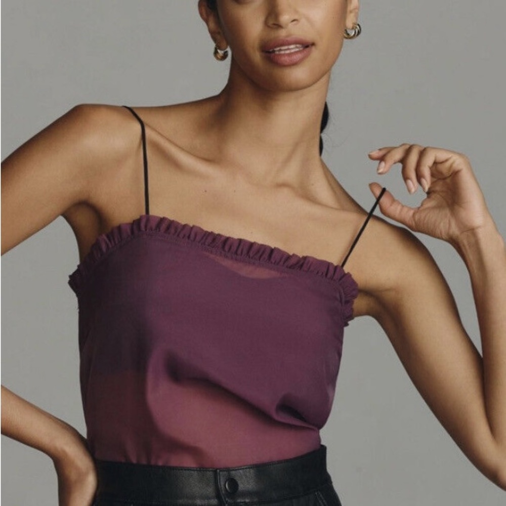 Maeve for Anthropologie Layered Ruffle Trim Organza Cami (Size: XS)
